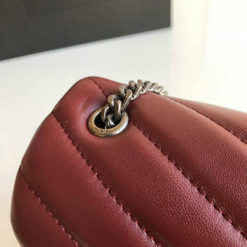 2018 Saint Laurent Small Loulou Chain Bag in Dark Red "Y" Matelasse Leather - Click Image to Close