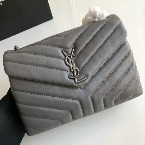 2018 Saint Laurent Small Loulou Chain Bag in Grey "Y" Matelasse Leather - Click Image to Close