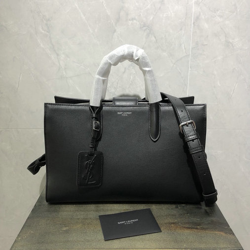 2018 Saint Laurent Jane Tote Bag in Black Calfskin Leather