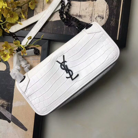 2018 S/S Saint Laurent Small Niki Chain Bag in White Crocodile Embossed Leather - Click Image to Close