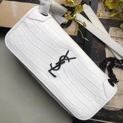 2018 S/S Saint Laurent Small Niki Chain Bag in White Crocodile Embossed Leather - Click Image to Close
