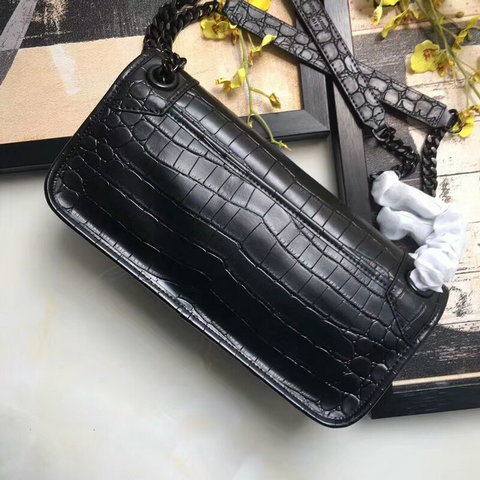 2018 S/S Saint Laurent Small Niki Chain Bag in Black Crocodile Embossed Leather - Click Image to Close