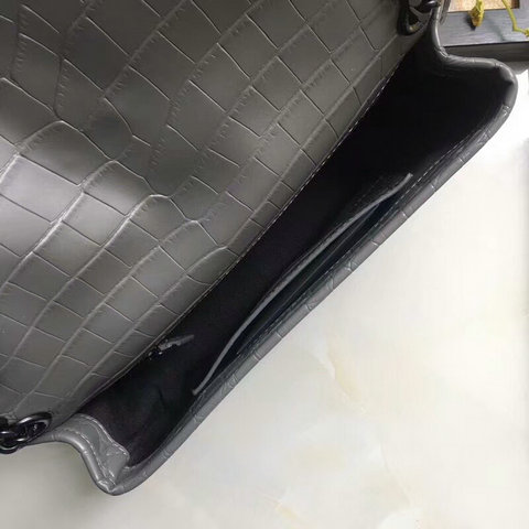 2018 S/S Saint Laurent Small Niki Chain Bag in Grey Crocodile Embossed Leather - Click Image to Close