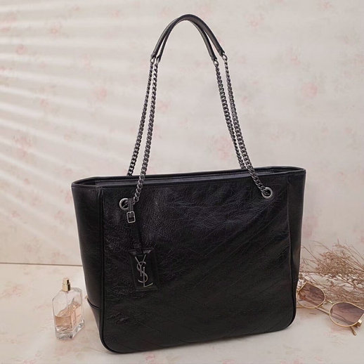 2018 S/S Saint Laurent Large Niki Shopping Bag in Black Vintage Leather