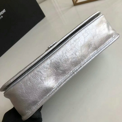 2018 S/S Saint Laurent Small Niki Chain Bag in Silver Vintage Crinkled Leather - Click Image to Close