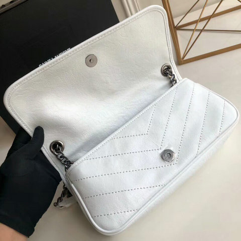 2018 S/S Saint Laurent Small Niki Chain Bag in White Vintage Crinkled Leather - Click Image to Close