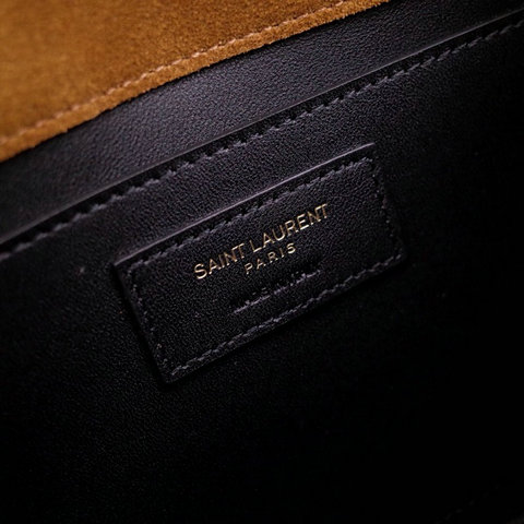 2018 S/S Saint Laurent Small Spontini Satchel Bag in Brown Suede and Black Leather - Click Image to Close
