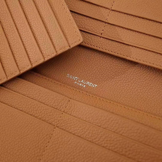 2018 S/S Saint Laurent Sac De Jour Souple Thin Wallet in Brown Grained Leather - Click Image to Close