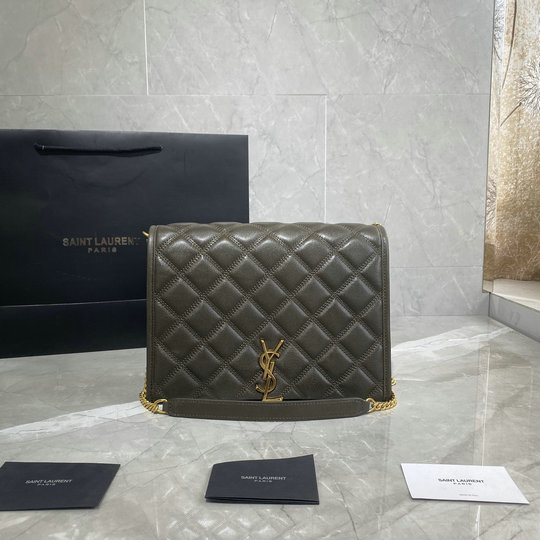2019 Saint Laurent Becky Small Chain Bag in concrete quilted lambskin - Click Image to Close