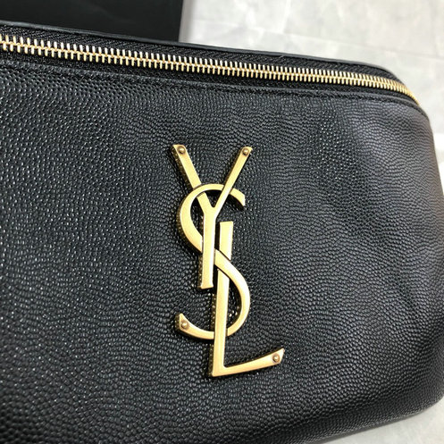 2019 Saint Laurent Classic Monogram Belt Bag in black grain de poudre leather - Click Image to Close