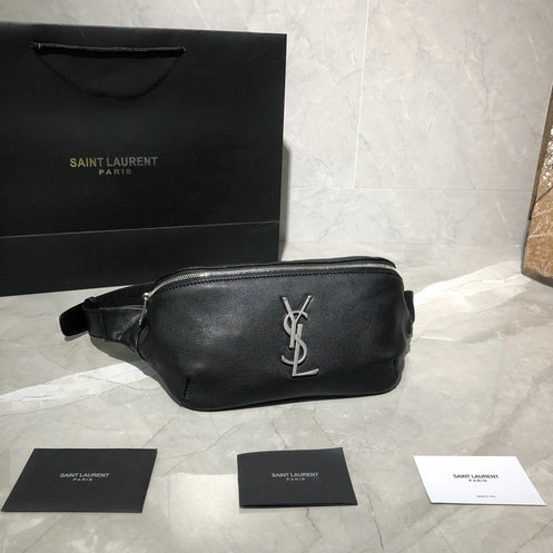 2019 Saint Laurent Classic Monogram Belt Bag in black leather