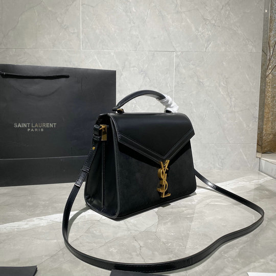 2020 Saint Laurent Cassandra Medium Top-handle Bag in Black Leather and Suede - Click Image to Close