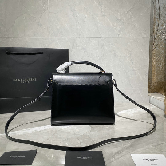 2020 Saint Laurent Cassandra Medium Top-handle Bag in Black Leather and Suede - Click Image to Close