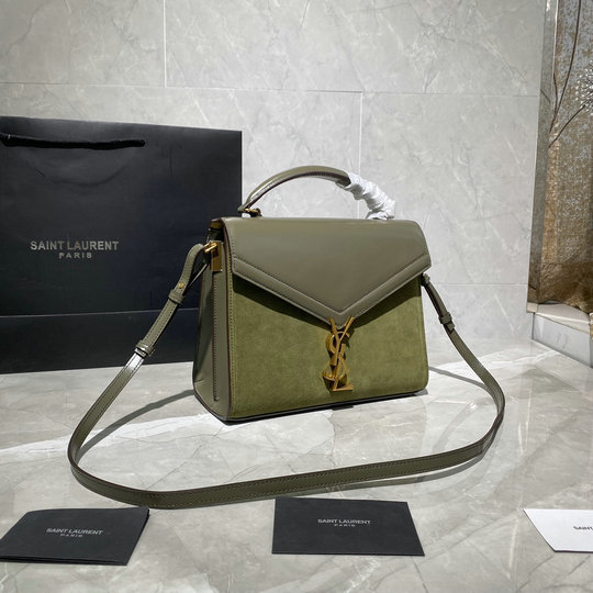 2020 Saint Laurent Cassandra Medium Top-handle Bag in Green Leather and Suede - Click Image to Close