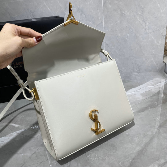 2020 Saint Laurent Cassandra Medium Top-handle Bag in Vintage White Calf Leather - Click Image to Close