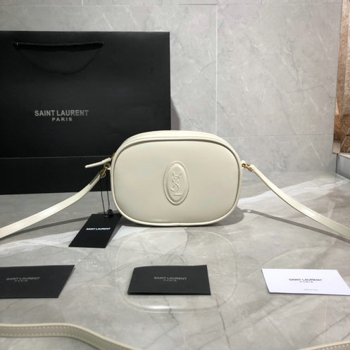 2019 Saint Laurent LE 61 Camera Bag in blanc vintage leather