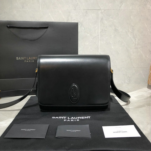 2019 Saint Laurent LE 61 Medium Saddle Bag in black smooth leather