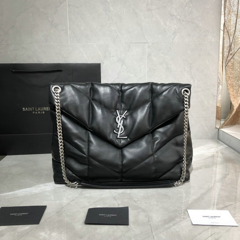 2019 Saint Laurent Loulou Puffer Medium Bag in black quilted lambskin leather