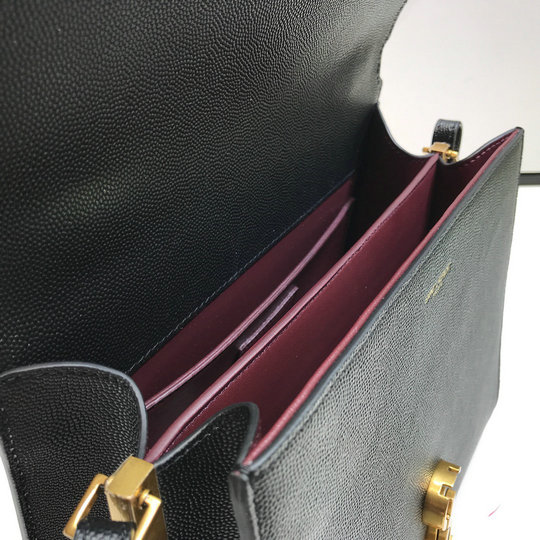 2020 Saint Laurent Cassandra Medium Top Handle Bag in black grain de poudre embossed leather - Click Image to Close