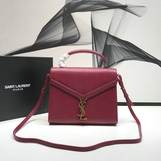 2020 Saint Laurent Cassandra Medium Top-handle Bag in grain de poudre embossed leather