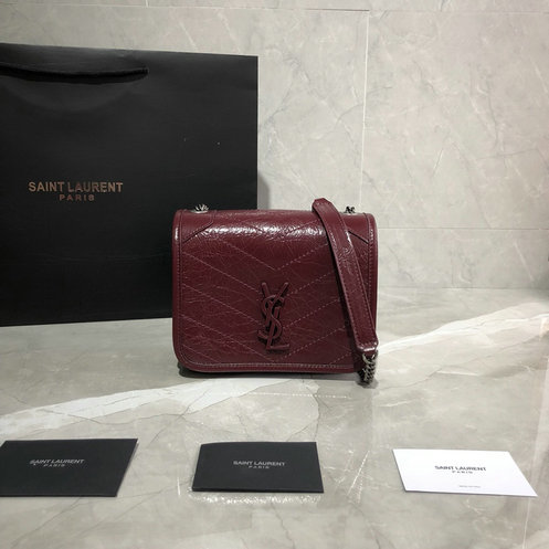 2019 Saint Laurent NIKI Chain Wallet in crinkled vintage leather