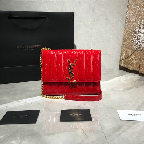 2019 Saint Laurent Vicky Chain Wallet in quilted patent leather