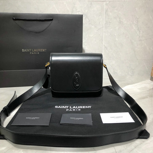 2019 Saint Laurent LE 61 Small Saddle Bag in black smooth leather