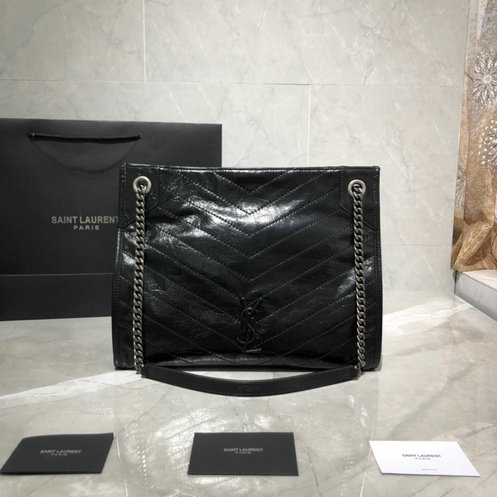 2019 Saint Laurent NIKI Medium shopping bag in black crinkled vintage leather