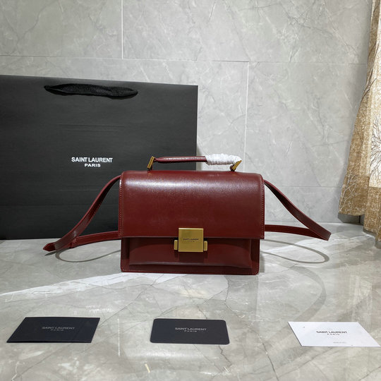 2020 Saint Laurent Medium Bellechasse Bag in dark red leather