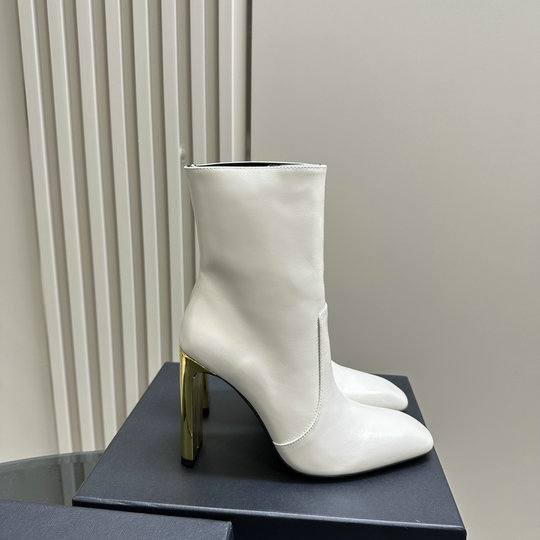 2023 cheap Saint Laurent Auteuil Booties in White Leather