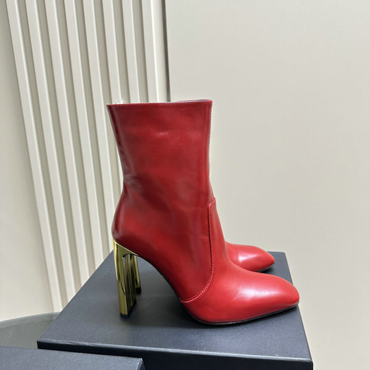 2023 cheap Saint Laurent Auteuil Booties in Red Leather