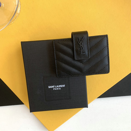 2023 cheap Saint Laurent Cassandre Matelasse Business Card Case in grain de poudre embossed leather