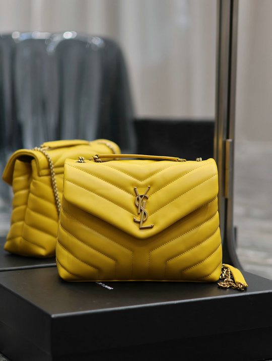 2023 cheap Saint Laurent Loulou Small Bag in Yellow Y-quilted Leather