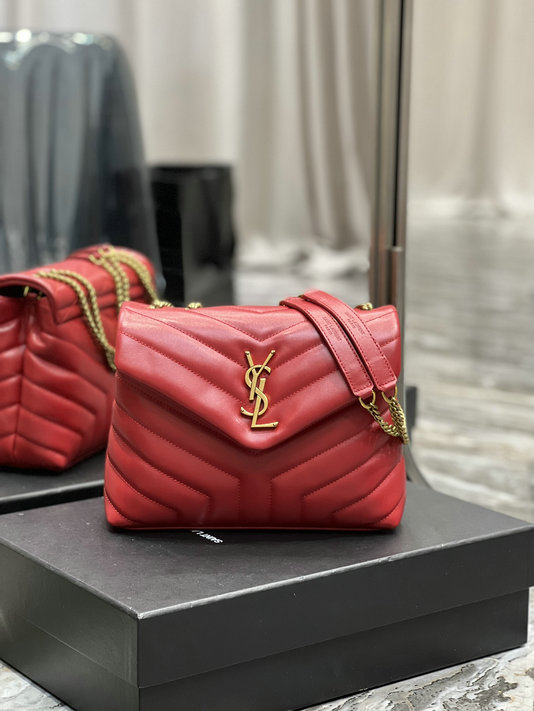 2023 cheap Saint Laurent Loulou Small Bag in Red Y-quilted Leather
