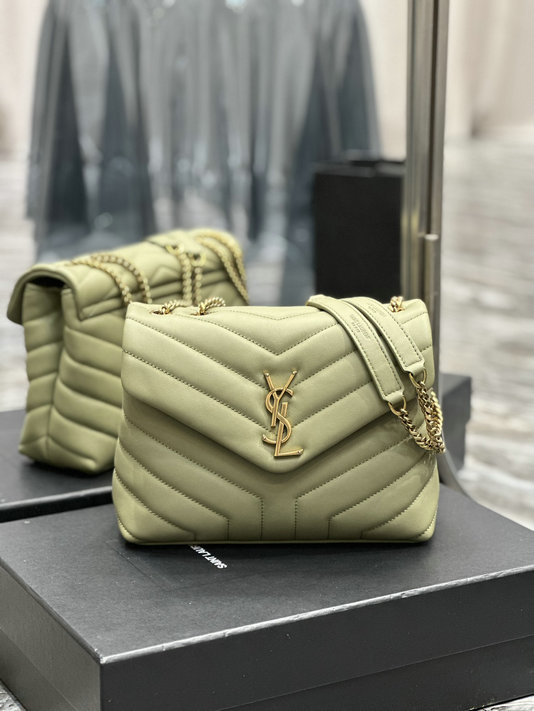 2023 cheap Saint Laurent Loulou Small Bag in Avocado Green Y-quilted Leather