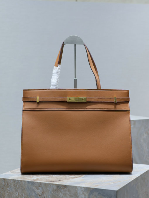 2023 cheap Saint Laurent Manhattan Shopping Tote Bag in caramel leather