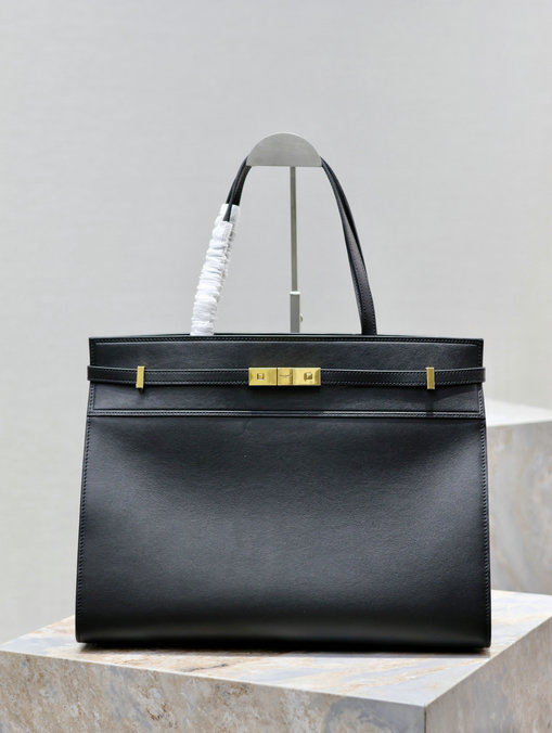 2023 cheap Saint Laurent Manhattan Shopping Tote Bag in black leather