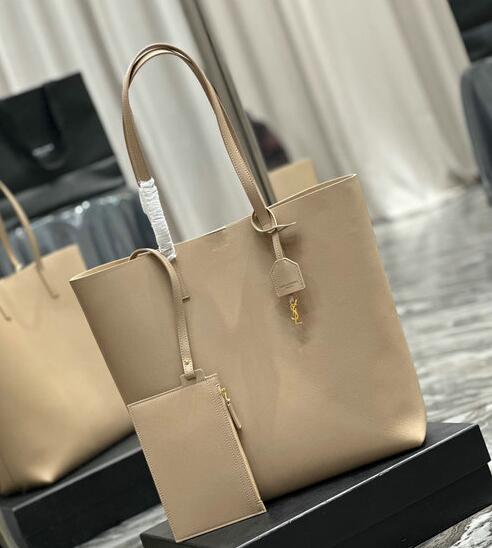 2023 Saint Laurent N/S Shopping Tote Bag in Vintage Apricot Leather