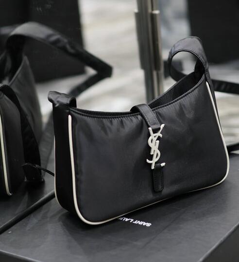 2023 Saint Laurent Le 5 a 7 Crossbody Bag Crossbody Bag in Black and White Econyl® Regenerated Nylon