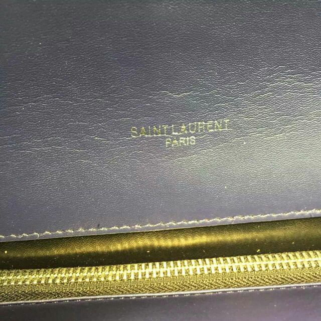 2015 New Saint Laurent Bag Cheap Sale-Saint Laurent Classic Monogram Satchel in Dark Blue Grain de Poudre Textured with Rivets - Click Image to Close