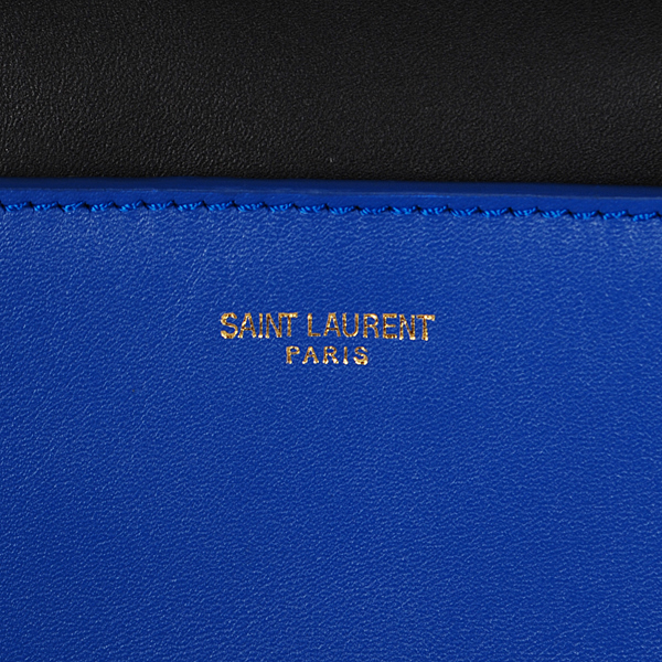 S/S 2016 Saint Laurent Bags Cheap Sale-Saint Laurent Classic Bag in Black and Blue Calfskin Leather - Click Image to Close