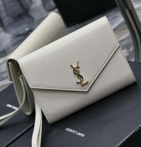 2023 cheap Saint Laurent Cassandre Flap Pouch in WHITE Smooth Leather