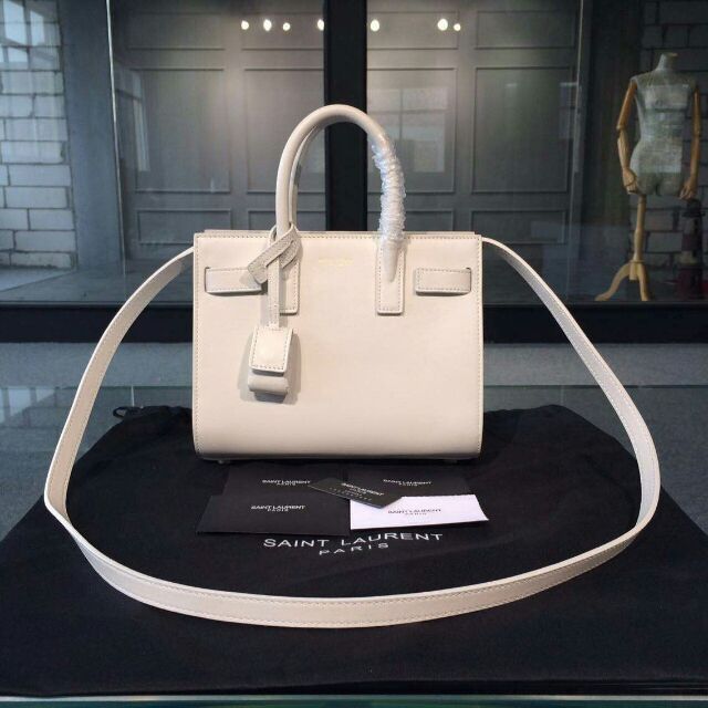 2015 New Saint Laurent Bag Cheap Sale-Saint Laurent Classic Nano Sac De Jour Bag in White Leather - Click Image to Close