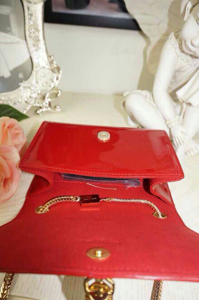 2015 New Saint Laurent Bag Cheap Sale-Classic Small MONOGRAM SAINT LAURENT Tassel Satchel in Red Patent-leather - Click Image to Close