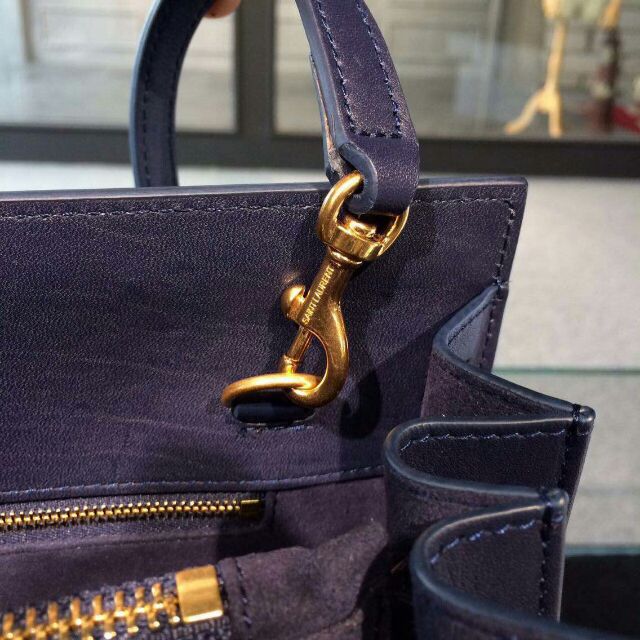 2015 New Saint Laurent Bag Cheap Sale-Saint Laurent Classic Nano Sac De Jour Bag in Navy Blue Leather - Click Image to Close