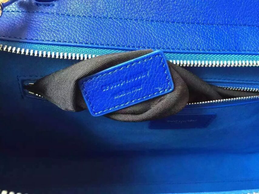 S/S 2015 New Saint Laurent Bag Cheap Sale-Saint Laurent Medium Cabas RIVE GAUCHE Bag in Electric Blue Grained Leather - Click Image to Close
