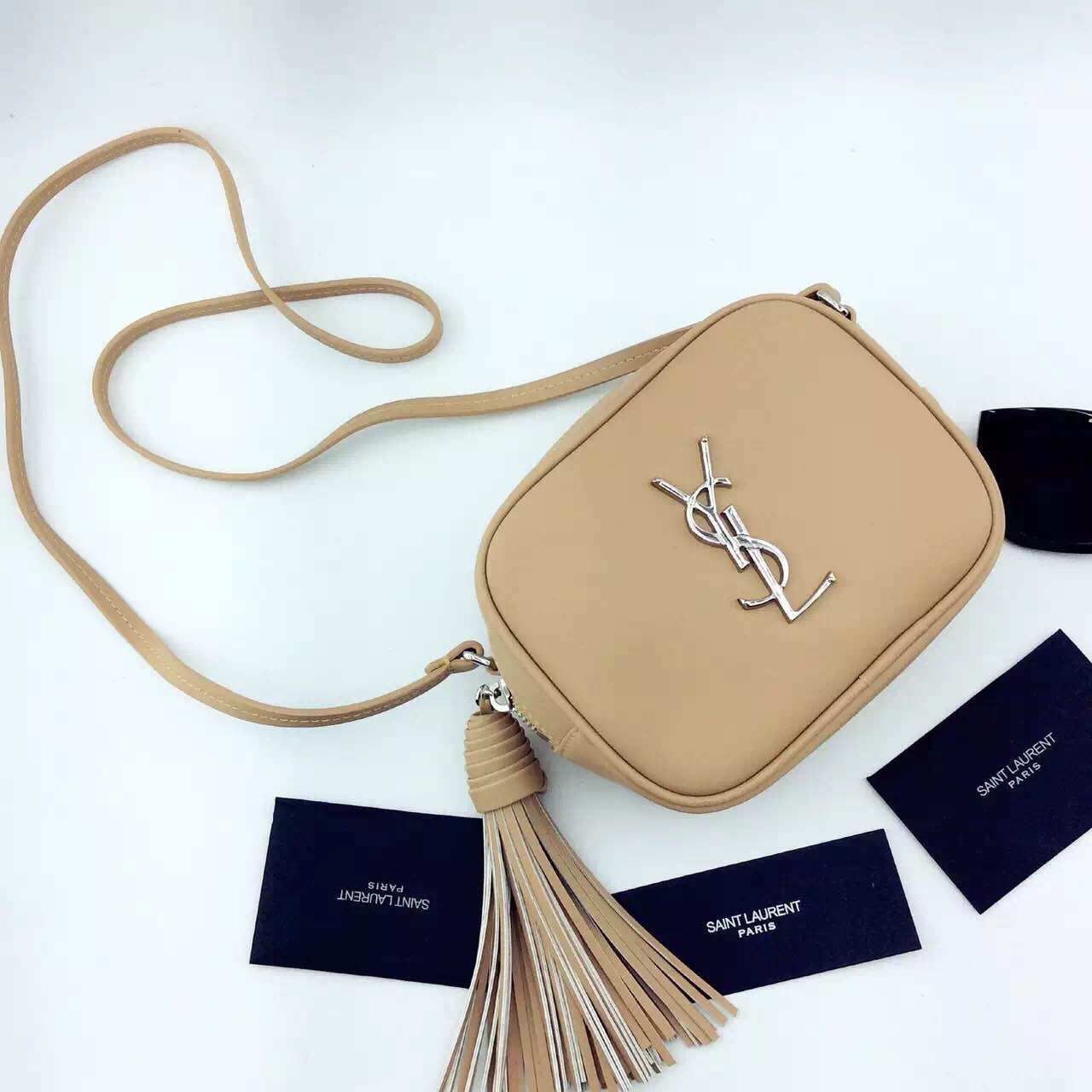 New Arrival!2016 Cheap YSL Out Sale with Free Shipping-Saint Laurent Monogram Medium Blogger Bag in Dark Beige Leather - Click Image to Close