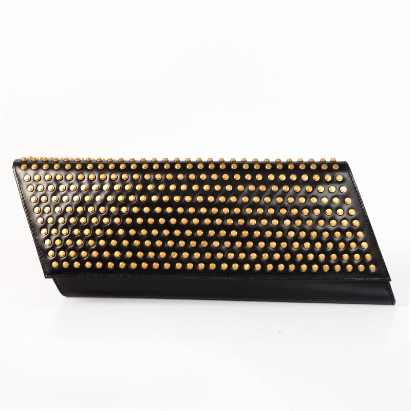 Ysl clutch 2013,Yves Saint Laurent Diagonale Studded Clutch In black Leather