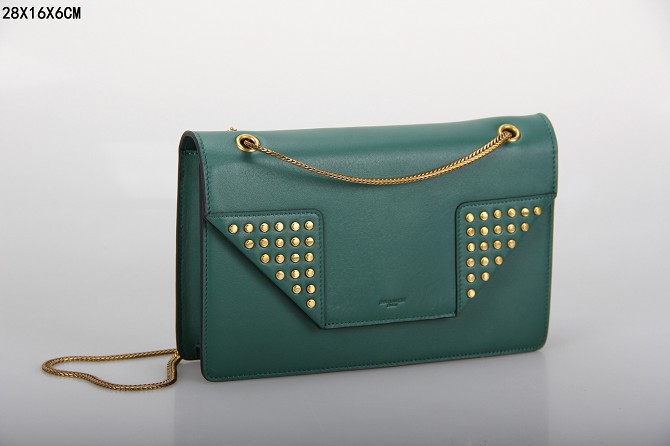 YSL Bags 2013,CLASSIC SAINT LAURENT MEDIUM BETTY CLOUS BAG IN dark green LEATHER - Click Image to Close