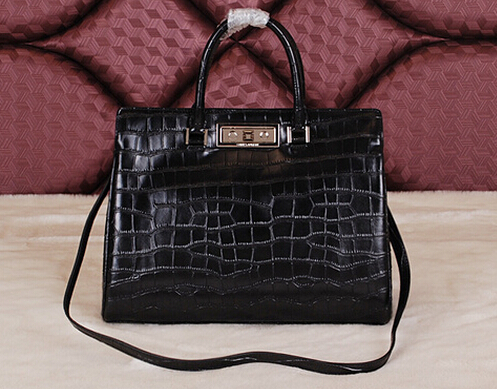Cheap 2014 YSL Bags outlet---Saint Laurent classic Sac De Jour Bag crocodile leather 7118Black